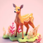 cute deer isometric soft pastel colors