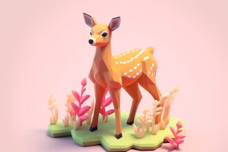 cute deer isometric soft pastel colors