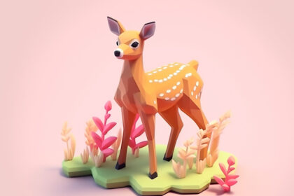 cute deer isometric soft pastel colors
