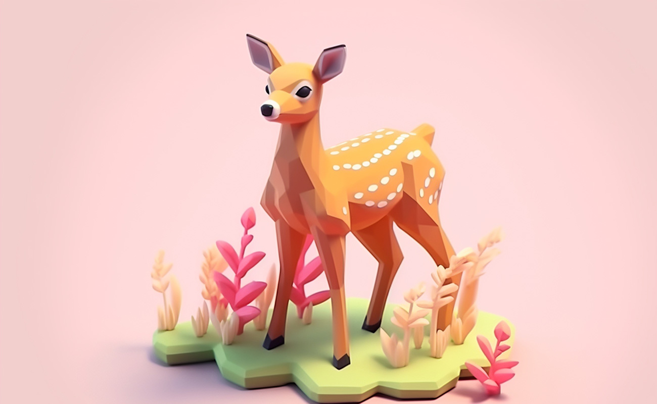 cute deer isometric soft pastel colors