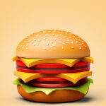 delicious looking 3d burger with simple background