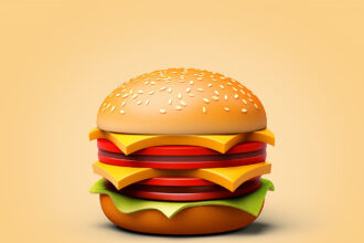 delicious looking 3d burger with simple background